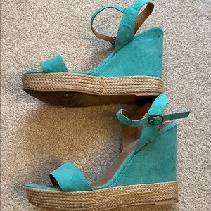 Turquoise suede wedges